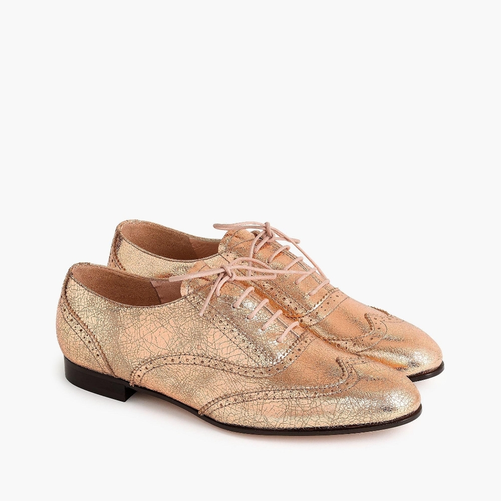 J Crew Rose Gold Oxford Loafers